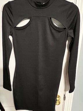 H&M Black Ribbed Cutout Bodycon Dress